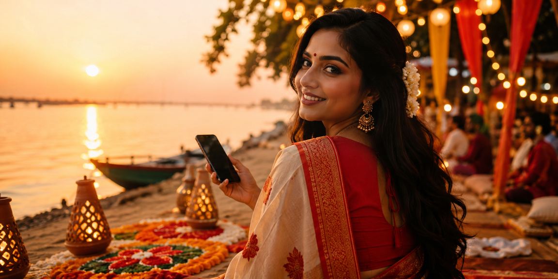 রাজশাহীতে পহেলা বৈশাখ উপলক্ষে মোবাইলে প্রোমোশন অফার দেখার দৃশ্য