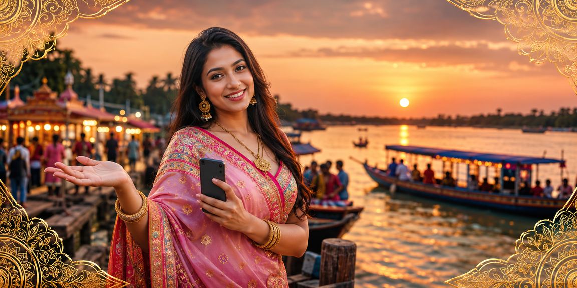 রাজশাহীতে শাড়ি পরা নারীর মোবাইলে ক্যাসিনো বেটিং অভিজ্ঞতার দৃশ্য